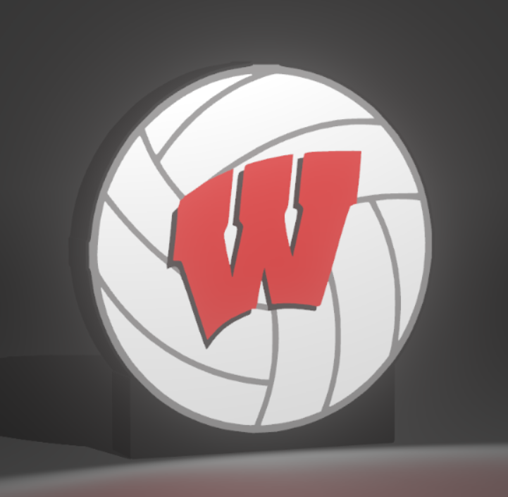 Wisconsin Volleyball LED light box – custom 3D printed – Lit Layer Creations